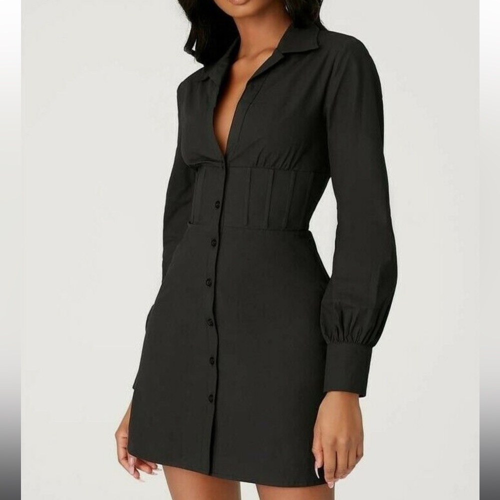 MESHKI Adaline Corsetted Shirt Dress